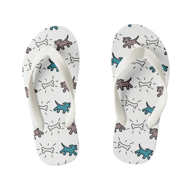Dogs White Bones Graffiti Style Kids flip flop 4 (Footbed)