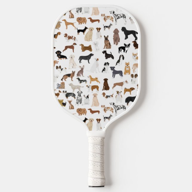 Dogs White Pickleball Paddle (Front)