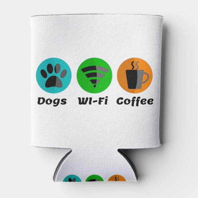 Dogs Wi-Fi And Coffee Can Cooler (Front)