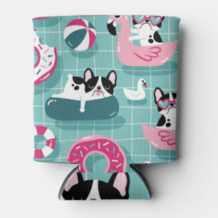 Dogs with pool floats, vintage pattern. can cooler