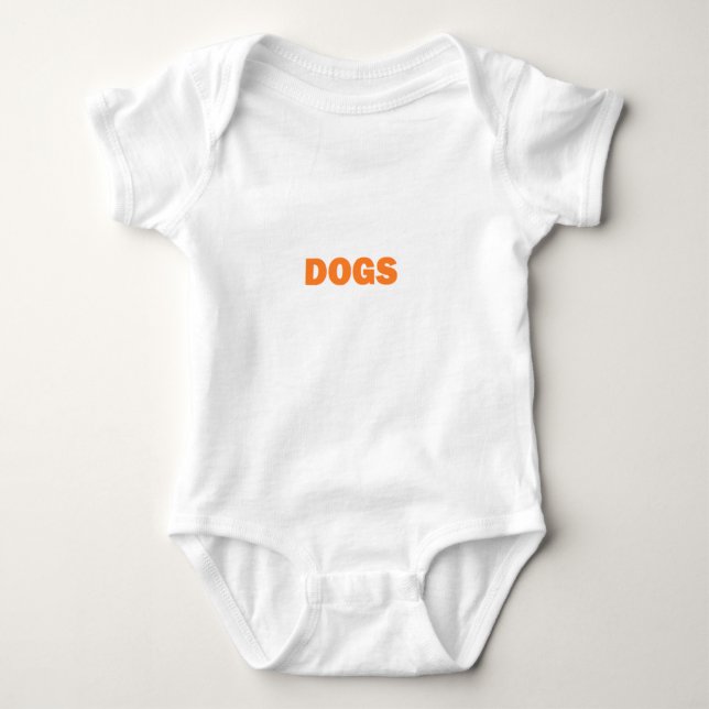 DOGS word in yellow Baby Bodysuit (Front)