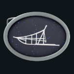 Dogsled Belt Buckles<br><div class="desc">A white silhouette of a dogsled on a starfield background.</div>