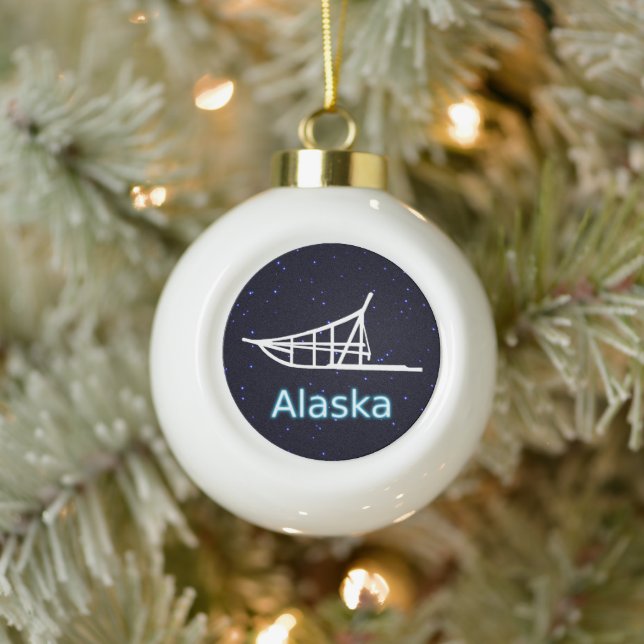 Dogsled Ceramic Ball Christmas Ornament (Tree)