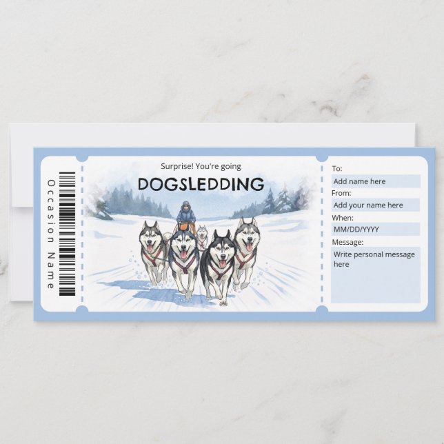 Dogsledding Gift Certificate Invitation (Front)