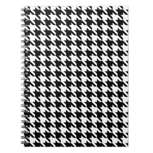 Dogtooth, Houndstooth pattern in Black&White Spiral Notebook