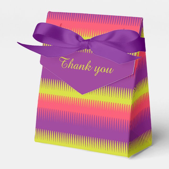 Dogtooth lines purple pink lime thank you gift box (Front Side)