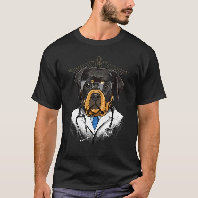 Dogtor Rottweiler Vet Doctor Physician Rottie Pet  T-Shirt (Front)