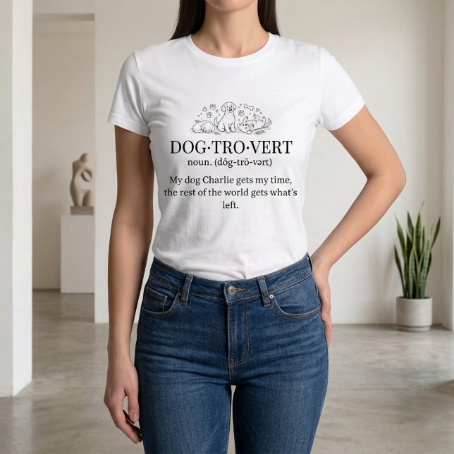 Dogtrovert Funny Text Personalized Dog Mom Tri-Blend Shirt (Creator Uploaded)