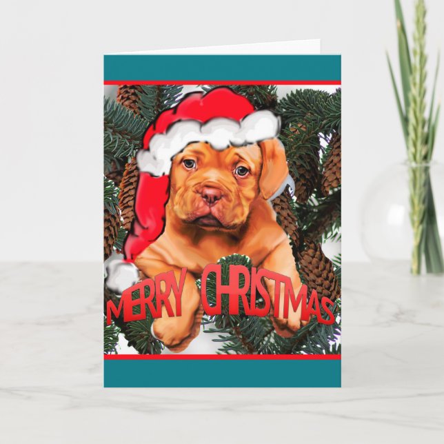 Dogue De Bordeaux Christmas Holiday Card (Front)