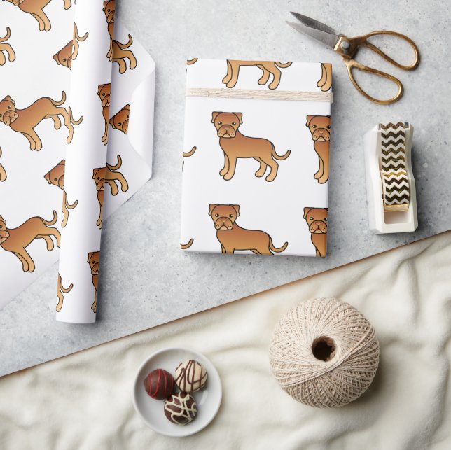 Dogue De Bordeaux Cute Cartoon Dog Pattern Wrapping Paper (Crafts)