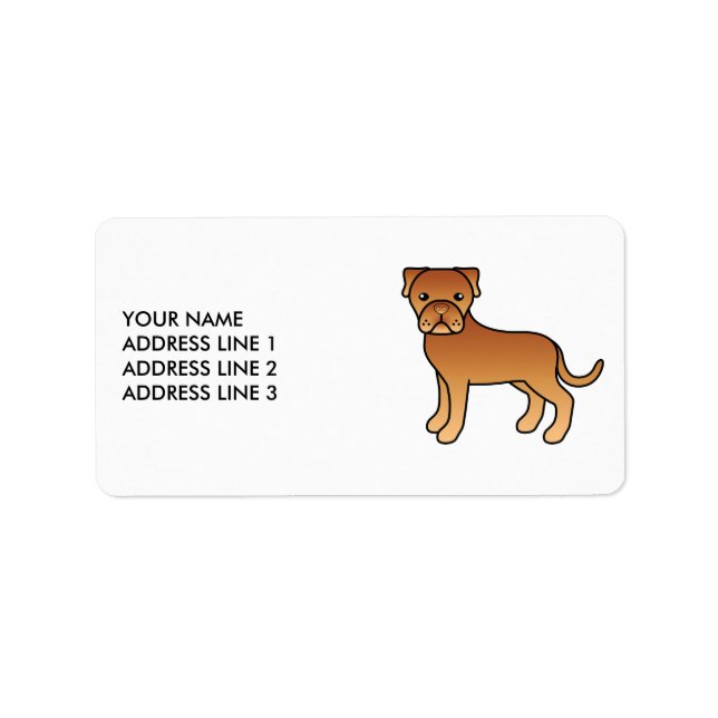 Dogue De Bordeaux Cute Cartoon Dog & Text Label (Front)