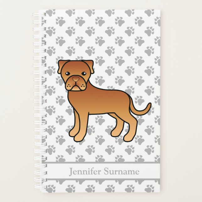 Dogue De Bordeaux Cute Cartoon Dog & Text Planner (Front)