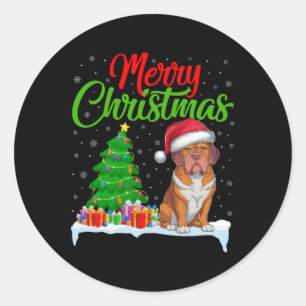 Dogue De Bordeaux Dog Christmas Tree Lights Xmas D Classic Round Sticker