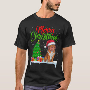 Dogue De Bordeaux Dog Christmas Tree Lights Xmas D T-Shirt