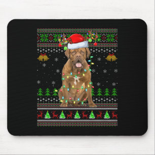 Dogue De Bordeaux Dog Ugly Christmas Sweaters Holi Mouse Pad