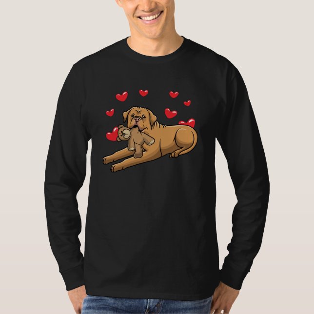 Dogue de Bordeaux Dog With Stuffed Animal T-Shirt (Front)