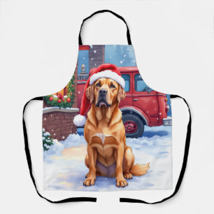 Dogue de Bordeaux Firefighter Station Santa Hat Apron