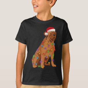 Dogue de Bordeaux French Mastiff Christmas Lights  T-Shirt