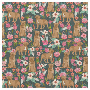 Dogue de bordeaux french mastiff vintage florals fabric