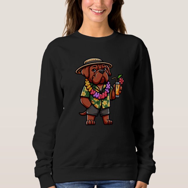 Dogue De Bordeaux Hawaii Dog Funny Summer Sweatshirt (Front)
