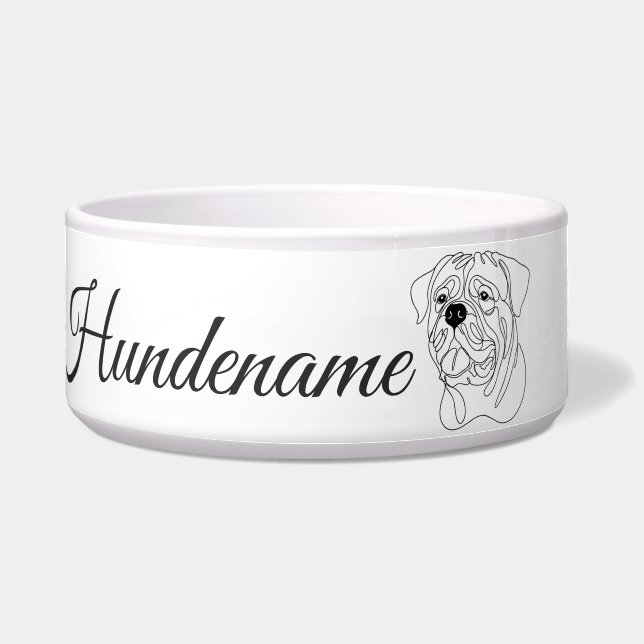 Dogue de Bordeaux Line Art personalized bowl (Front)