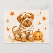 Dogue de Bordeaux Mommy Halloween Postcard