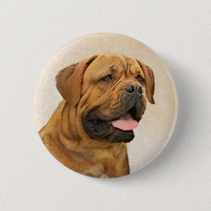 Dogue de Bordeaux Painting - Cute Original Dog Art 6 Cm Round Badge