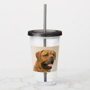 Dogue de Bordeaux Painting - Cute Original Dog Art Acrylic Tumbler