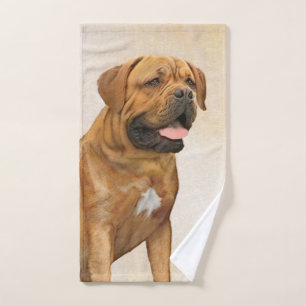 Dogue de Bordeaux Painting - Cute Original Dog Art Bath Towel Set
