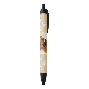 Dogue de Bordeaux Painting - Cute Original Dog Art Black Ink Pen