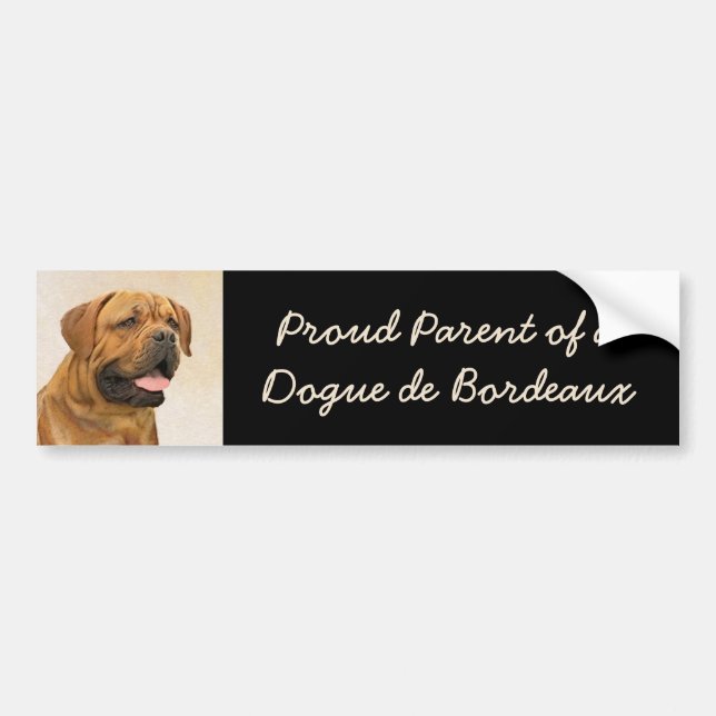 Dogue de Bordeaux Painting - Cute Original Dog Art Bumper Sticker (Front)