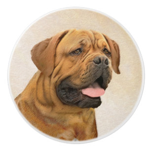 Dogue de Bordeaux Painting - Cute Original Dog Art Ceramic Knob