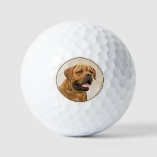 Dogue de Bordeaux Painting - Cute Original Dog Art Golf Balls