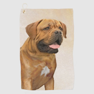 Dogue de Bordeaux Painting - Cute Original Dog Art Golf Towel
