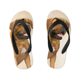 Dogue de Bordeaux Painting - Cute Original Dog Art Kid's Jandals