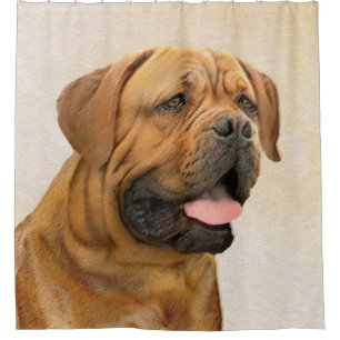 Dogue de Bordeaux Painting - Cute Original Dog Art Shower Curtain