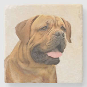 Dogue de Bordeaux Painting - Cute Original Dog Art Stone Coaster