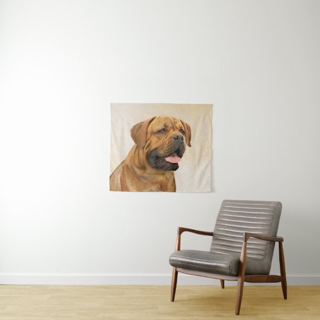 Dogue de Bordeaux Painting - Cute Original Dog Art Tapestry (In Situ (Horizontal))