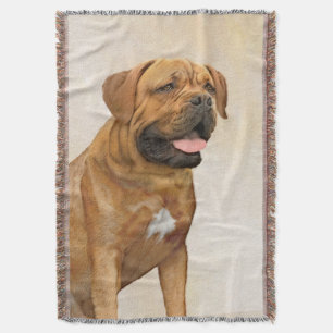 Dogue de Bordeaux Painting - Cute Original Dog Art Throw Blanket