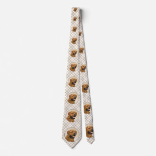Dogue de Bordeaux Painting - Cute Original Dog Art Tie