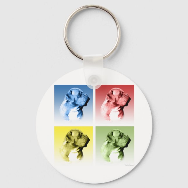 Dogue de Bordeaux Pop Art Key Ring (Front)