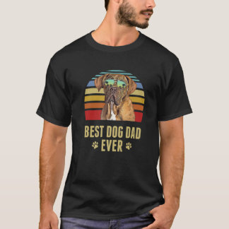 Dogues De Bordeaux Best Dog Dad Ever Retro Sunset T-Shirt