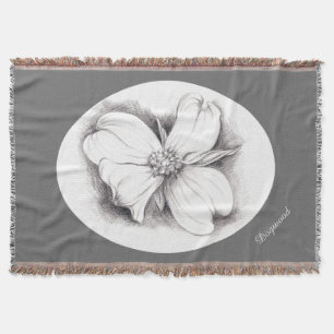 Dogwood Blossom in Charcoal Throw Blanket