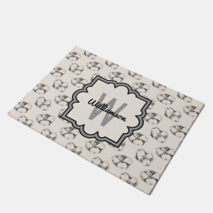 Dogwood Blossom Pattern in Ecru Personalised Doormat