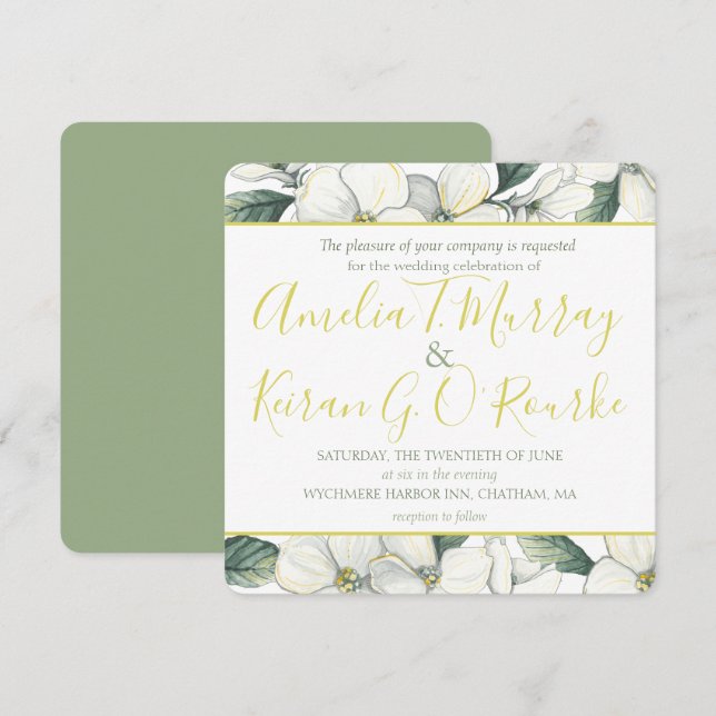 Dogwood Blossom Wedding Invitation (Front/Back)
