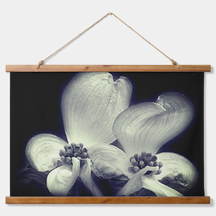 Dogwood Blossoms In Black And White  Hanging Tapestry