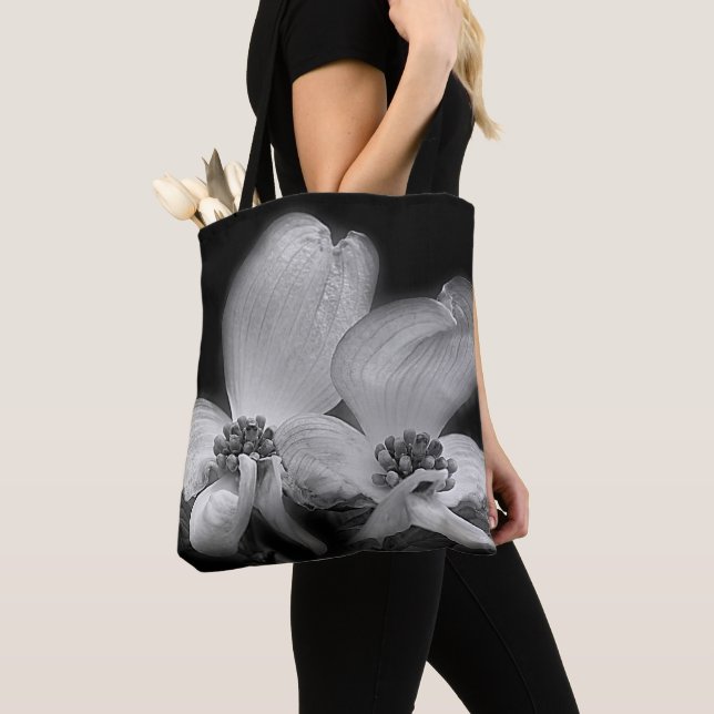 Dogwood Blossoms In Black And White  Tote Bag (Close Up)