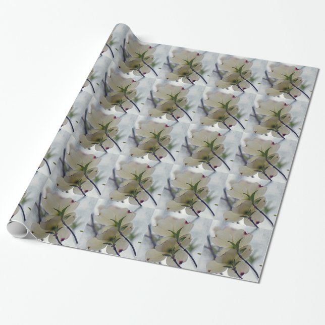 Dogwood Blossoms Wrapping Paper (Unrolled)