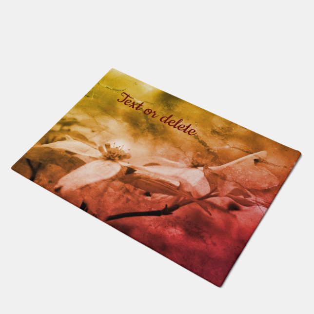 Dogwood Flower Black And White Vintage   Doormat (Angled)