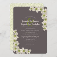 Dogwood Flower Border Designer Wedding Invitation